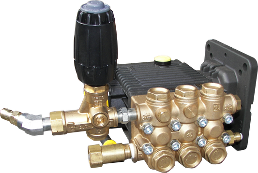 EZ2536 pressure washer pump assembly with plumbing and VRT unloader, SKU SLPEZ2536E-400