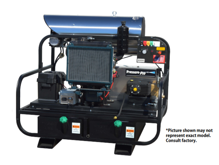Pressure-Pro 6012PRO-40KLDG Pro-Super Skid Hot Water Diesel Pressure Washer — 5.5 GPM / 4,000 PSI