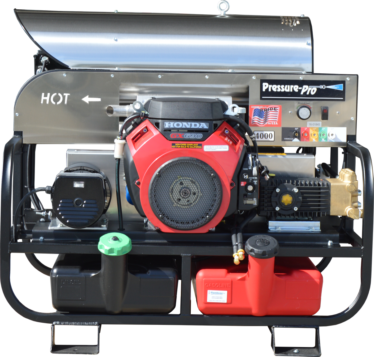 Pressure-Pro 6115PRO-10G Pro-Super Skid Hot Water Gas Skid Pressure Washer — 5.5 GPM / 4,000 PSI product image