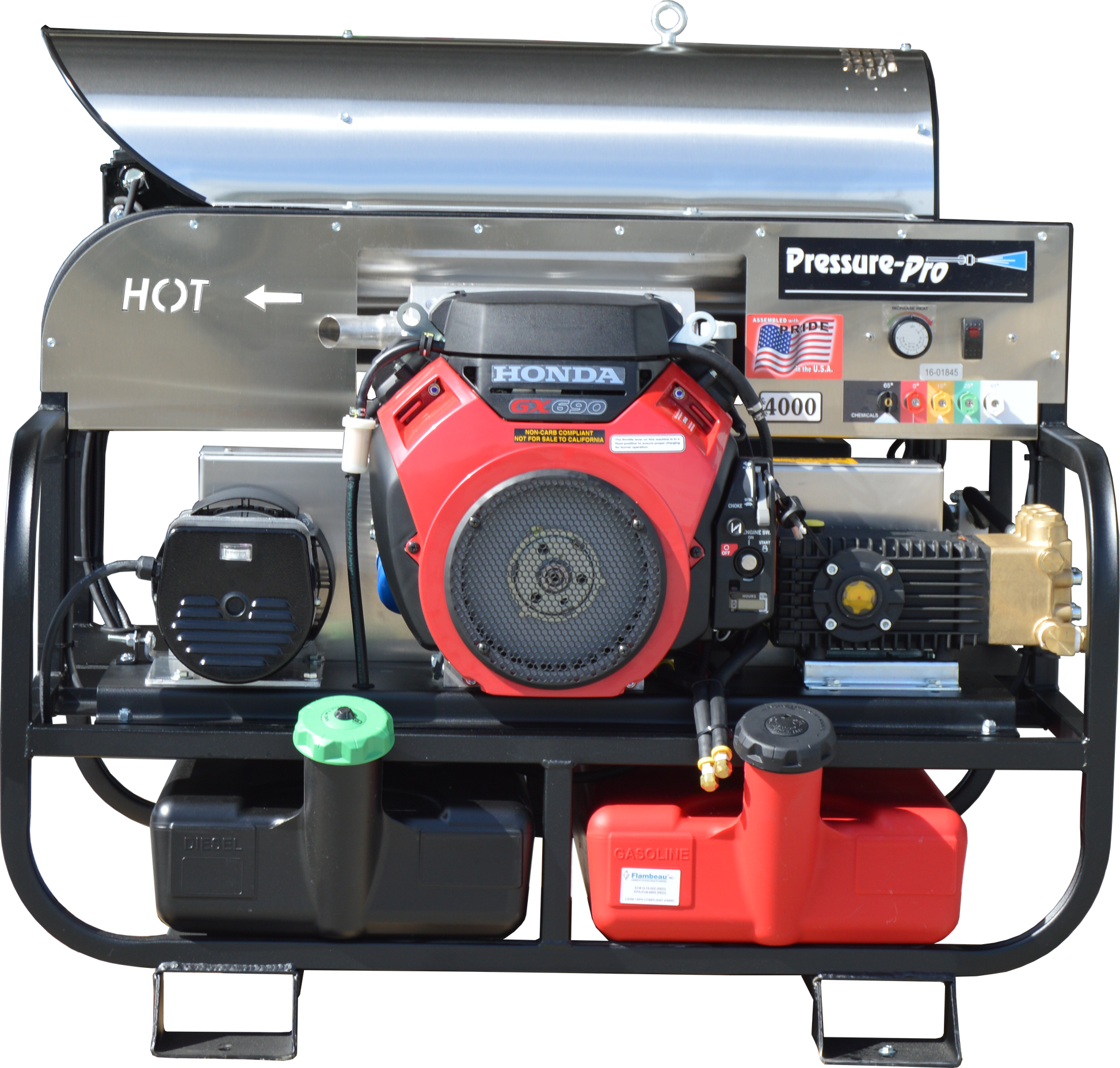 Pressure-Pro 6115PRO-10G Pro-Super Skid Hot Water Gas Skid Pressure Washer — 5.5 GPM / 4,000 PSI product image